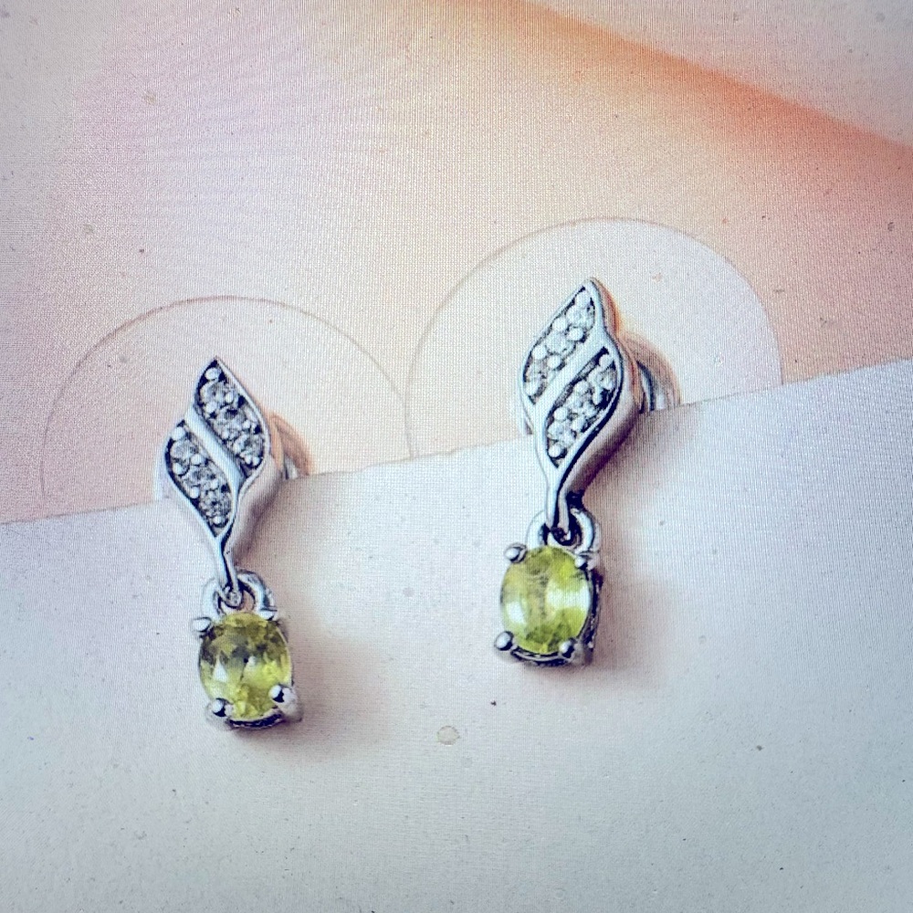 Premium Sava Sphene, White Zircon Earrings in Platinum Over Sterling Silver 0.5